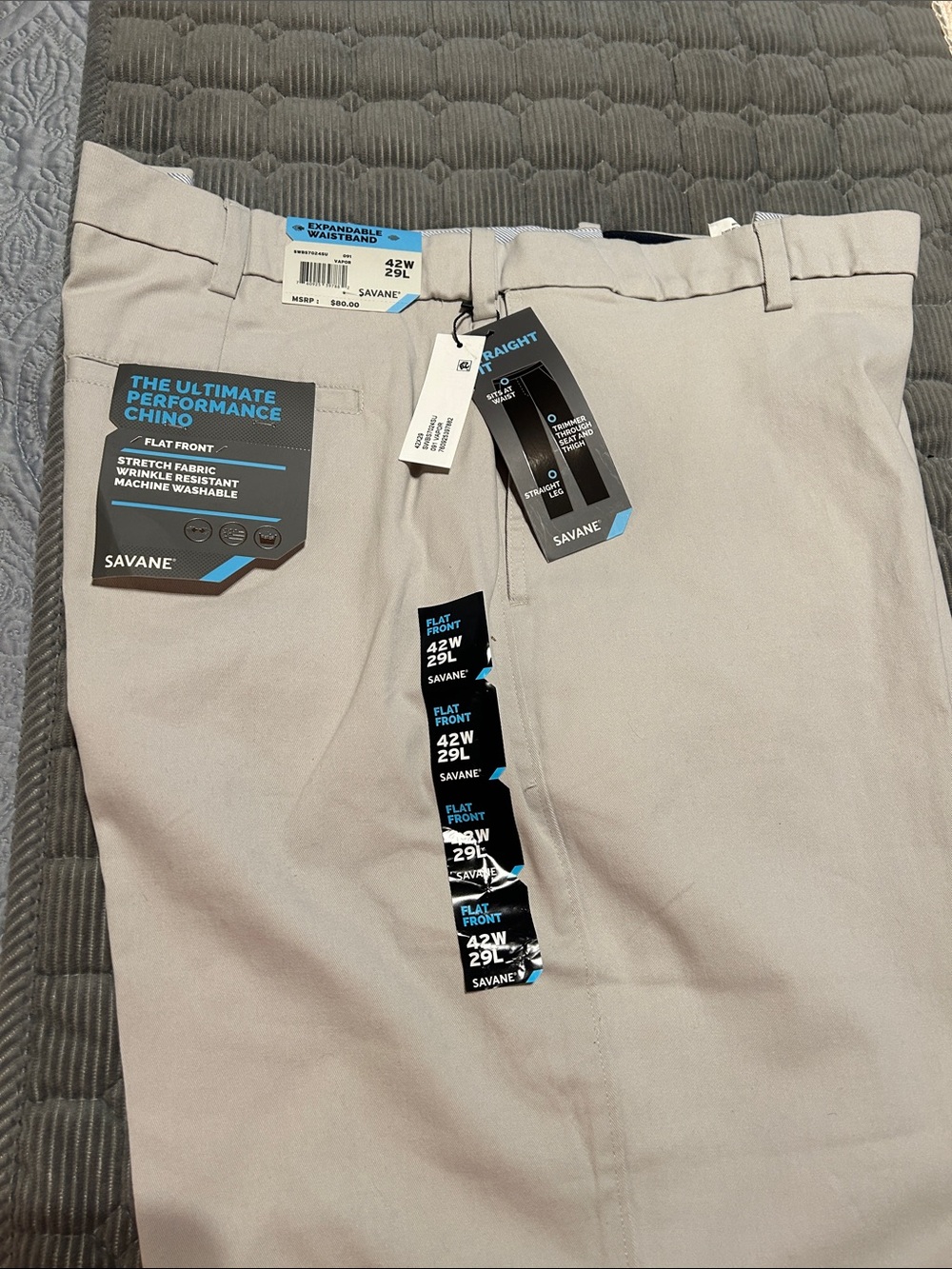 Savane Men's Flat Front Performance Chinos - Beige/Tan
